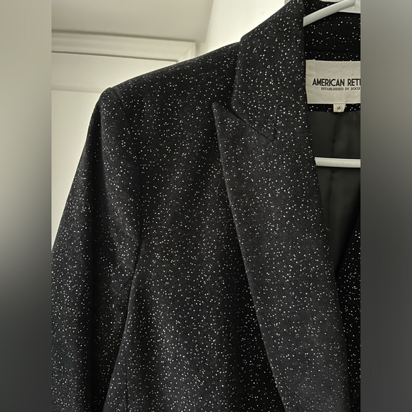 American Retro | ✨Vintage Black Velour Blazer with Silver Glitter ✨ | Size 6 - Picture 6 of 11